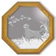 Decorative Etched Mirror - Hunting Dog Art Etching, Octagon Solid Oak Framed Wall Mirror, 13 inches