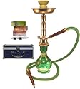 19" 2-Hose Emerald Green Hookah Starter Kit w/ Briefcase Charcoal & Soex