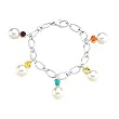 14K White Gold Paspaley South Sea Cultured Pearl and Gemstone Bracelet