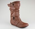 CROSS STRAP LEATHERETTE BOOT