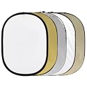 5in1 Faltreflektor spezial 90 x 120cm - gold/weiß und silber/goldsilber und Diffusor - mit spezieller goldsilber-Fläche
