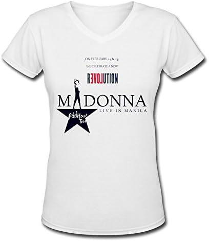 SNF Madonna Live in Manila V Neck T Shirt for Women White S