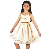 Palma City, Girl's Light Summer Dress With Straps: Hand-Embroidered. 100% All Natural Cotton.