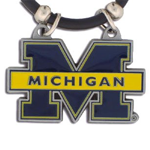 Michigan Wolverines Logo Pendant Rubber Necklace - NCAA College Athletics Fan Shop Sports Team Merchandise