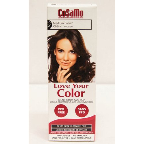 (Case 12pk) CoSaMo Love Your Color, No Ammonia, No Peroxide Hair Color, #765 Medium Brown