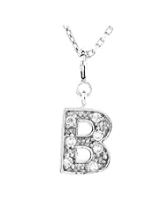 iClovers Initial B CHARM CZ Sterling Silver 925 Necklace Chain Included / Bracelet Charm - 12mm