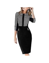 Cotton/Polyester/Spandex Houndstooth Print Spring Summer Fall Evening Dress/Party Dress 