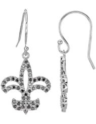 1/2 ct tw Black Diamond Fleur-De-Lis Earrings in 14K White Gold
