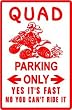 QUAD PARKING 4-wheeler atv motor sport sign