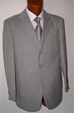 Men's Super 140's Merino Wool Single Breasted Silver Pinstripe Dress Suit