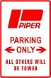 PIPER PARKING pilot fly plane street sign