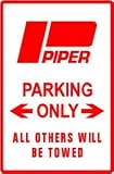 PIPER PARKING pilot fly plane street sign