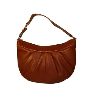 Coach Soho Pleated Walnut Brown Leather Zip Large Hobo Handbag 13731