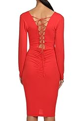 Sexy V-neck Winter Lace-Up Backless Long Sleeves Cotton Bandage Dress/Bodycon Dress/Party Dress 