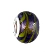 Pandora Style Charm Bead (Z441) - Glass (14mm x 10mm) (fits Troll too) ~ Dark Purple with Green Swirl