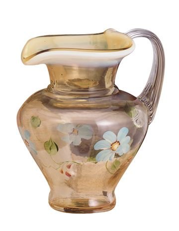 Fenton Art Glass - 7'' Daisy Blue on Silken Sand Pitcher