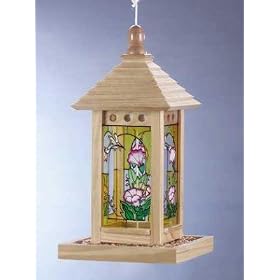 Wood Stained Glass Birdfeeder Hummingbird by WGC