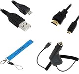 GTMax Car Charger+USB Sync Data Cable+Micro HDMI Cable+GTMax Wrist Handstra ....