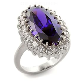 Jewelry - Oval Rosette Tanzanite CZ Ring SZ 8 by 