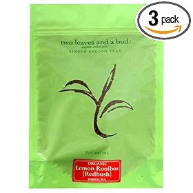 Two Leaves and a Bud Organic Lemon Rooisbos Tea, Loose, 8-Ounce Resealable Pouch (Pack of 3)