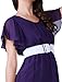 Allegra K Women Butterfly Sleeve Elastic Waist Belted Chiffon Short Dress
