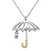 Sterling Silver and 14k Yellow-Gold Umbrella and Raindrop and Diamond Pendant (.09cttw, I-J Color, I3 Clarity), 18