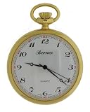 Bernex Swiss Made Quartz Gold Plate Open Face Pocket Watch (White Arabic dial)