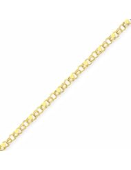14K Gold Double Link Heart Charm Bracelet 7 Inches
