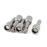 uxcell 六角ソケットナット　ドライバービット　アダプター　六角シャンク　グレー　5個入