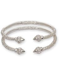 Ridged Arrow .925 Sterling Silver West Indian Bangles (Pair 67g)