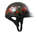 DOT Outlaw Gloss Black with Skulls and Roses Half Helmet