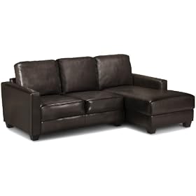 3 Seater Corner Sofa - Faux Leather Sectional Sofa - Brown