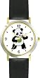 Ping Pong Playing Baby Giant Panda or Panda Bear Animal - WATCHBUDDY&reg; DELUXE TWO-TONE THEME WATCH - Arabic Numbers - Black Leather Strap-Children's Size-Small ( Boy's Size & Girl's Size )