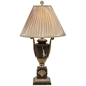 Black Marble and Brass Acanthus 3-Way Table Lamp by Maitland-Smith