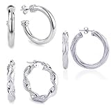 Sterling Silver 3 Piece Wardrobe Fashion Hoop Earrings