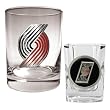 Portland Trail Blazers Rocks Glass & Square Shot Glass Set - Primary Logo NBA Basketball