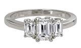 18k White Gold Emerald Cut 3-Stone Diamond Ring (0.72 ct center, 1.37 cttw, E-F Color, VS1 Clarity), Size 6