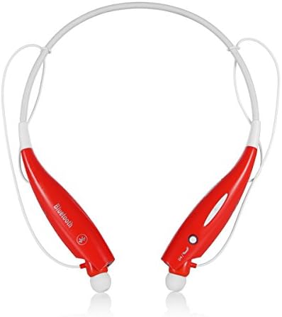 Amazou Wireless Bluetooth Music Stereo Universal Headset Headphone Bluetooth Headset Universal Vibration Neckband Style Headset Earphone Headphone for Cellphones (Red)