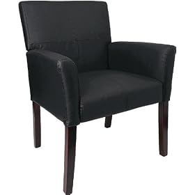 Guest Chair / Visitors Chair - Contemporary Black Leather Side Chair - BT-353-BK-LEA-GG