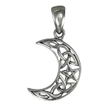 Small Sterling Silver Crescent Moon Pentagram Pendant