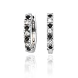 10K White Gold 1/4 ct. Alternating Black and White Diamond Huggie Earrings