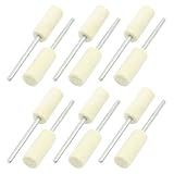 uxcell フェルトボブ ウールフェルト フェルトホイール　軸付き砥石　研磨バフ　金属素材 ベージュ シルバートーン 12個入り