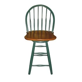 Click here to buy International Concepts 602 - 12 GRN OAK Windsor - Spindleback -Bar Stool 24 Inch - SWIVEL by International Concepts.