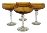 Margarita glasses, 'Amber Sea' (set of 4)