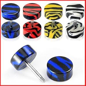 1 paar Emeco ® Fake Tiger Print Acrylic Plug PFX01, BLAU