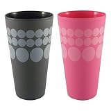 Student Lounge® 2-pc. Pink/Black Dot Plastic Cup Set (31 ½ oz. ea.)
