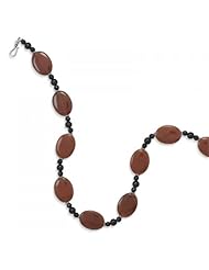 MMA Silver - 21 inch Carnelian and Black Onyx Necklace