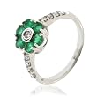 0.50ct tw Natural White Diamond (SI-Clarity GH-Color) with Emerald Round Stones in 14k White Gold