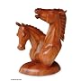 Wood statuette, 'Equine Twins'