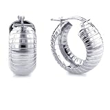 Sterling Silver Fluted Hoop Earrings